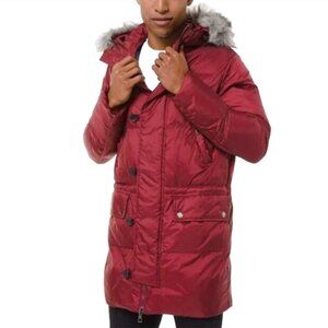 Michael Kors Down Faux Fur Hooded Parka Merlot